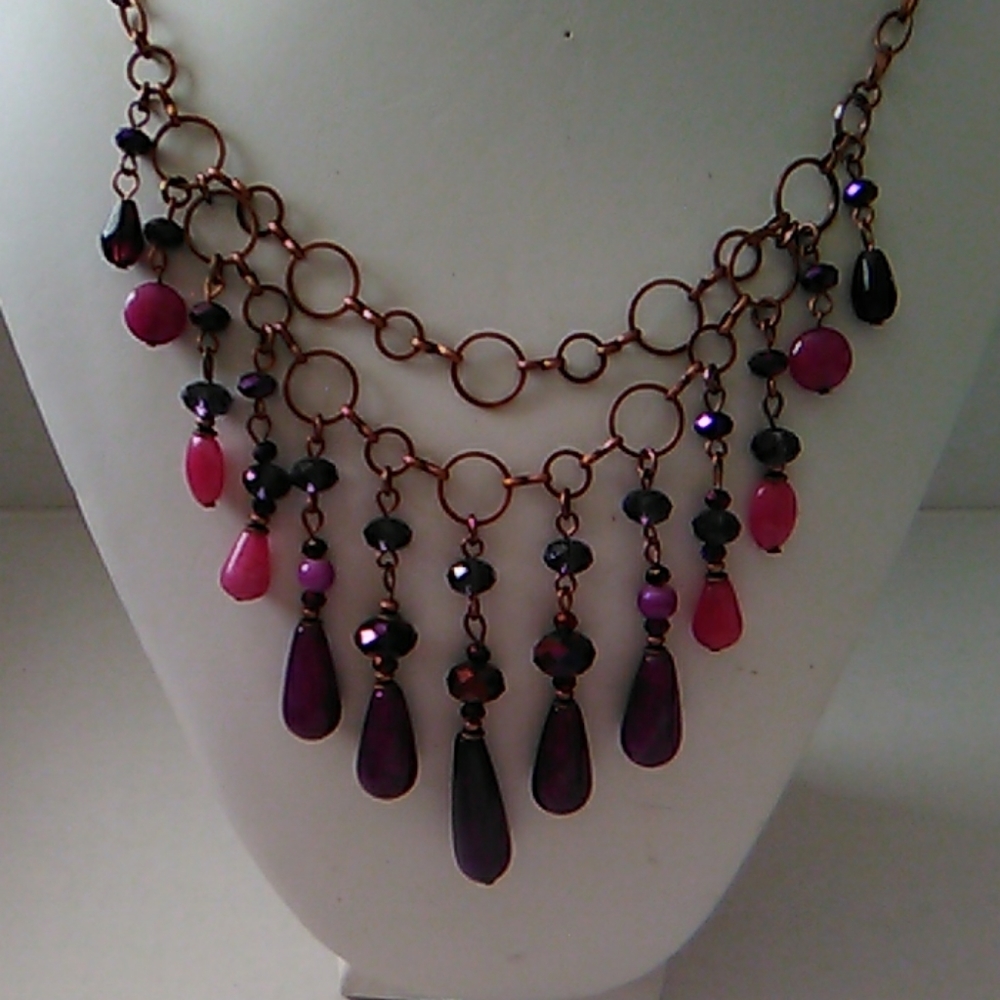Pink and purple necklace set - Picture 4 of 6